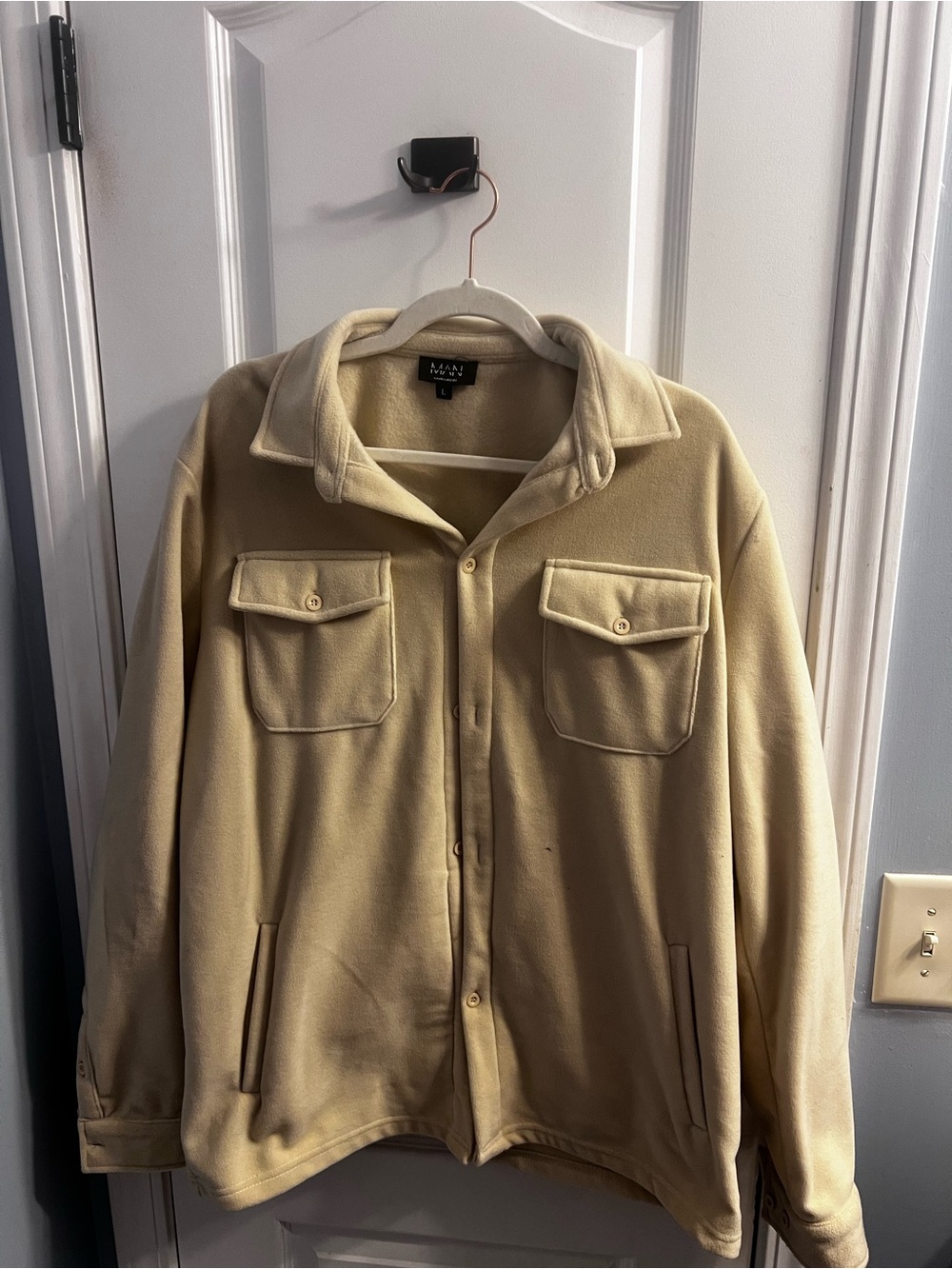 Men’s Cream Fleece Shacket Jacket